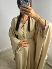 Abaya Papillon strass beige